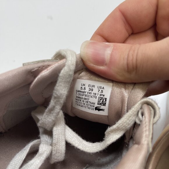 Lacoste Carnaby EVO Metallic Light Pink Sneakers Preppy Womens Size 7.5 US - Picture 14 of 14